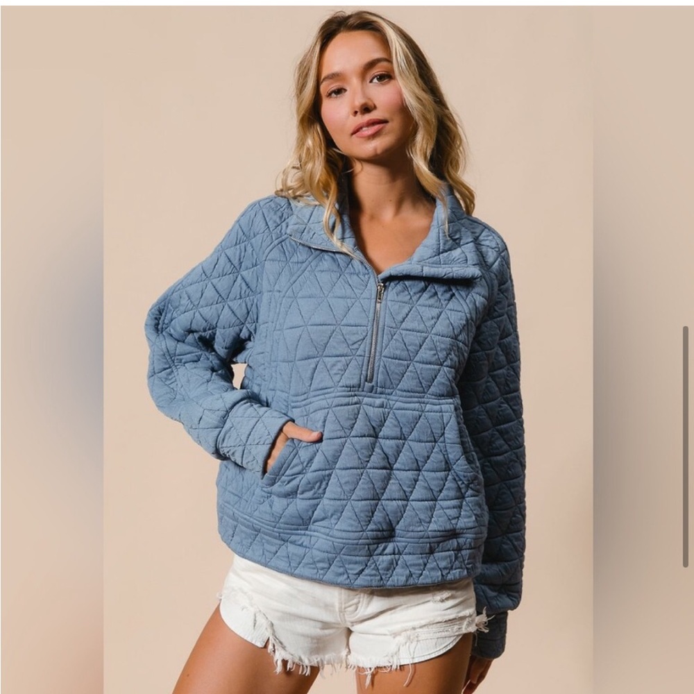 NWT BiBi Blue Quilted Soft Boutique Jacket